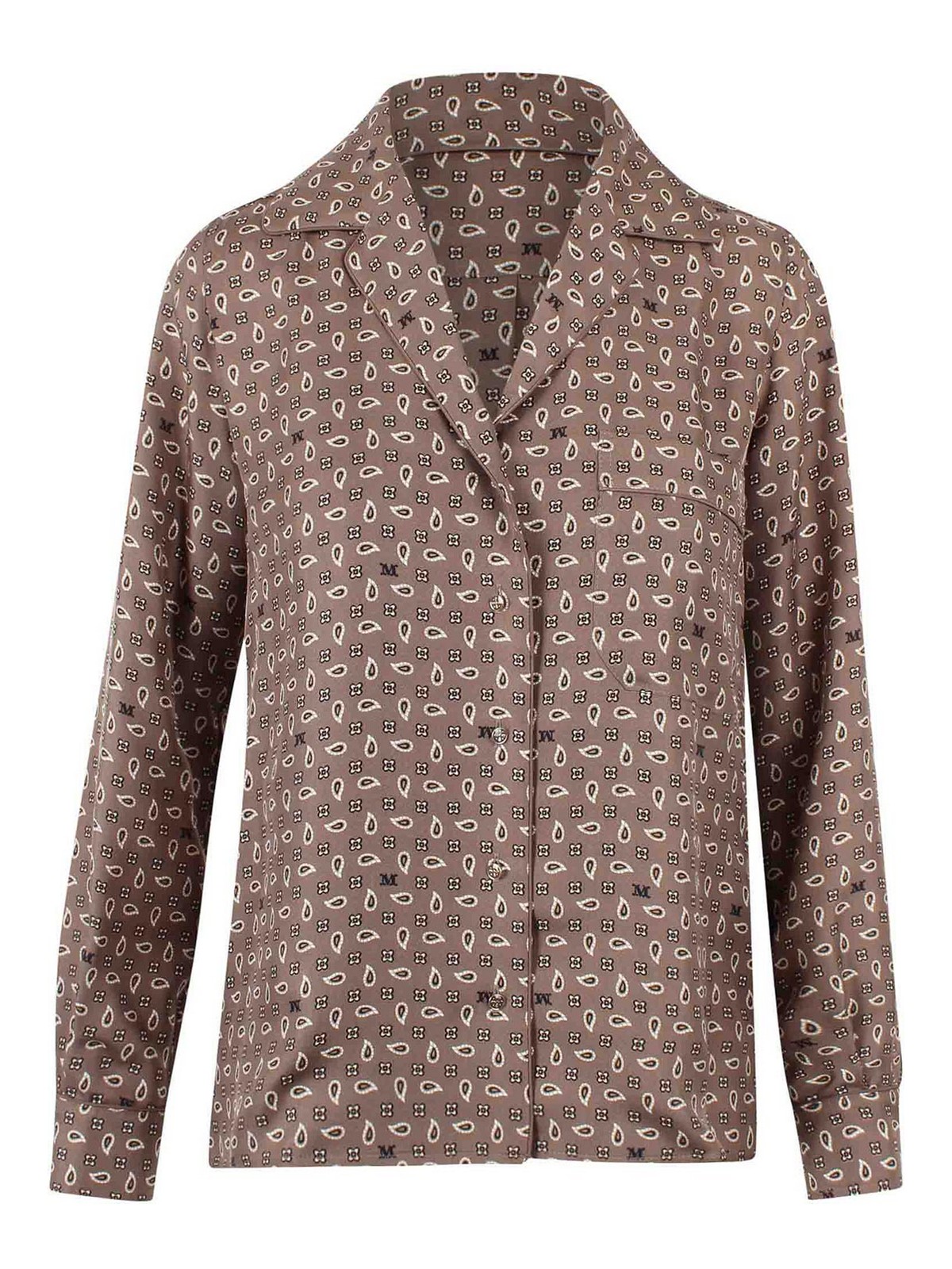 Semi-fitted printed silk shirt