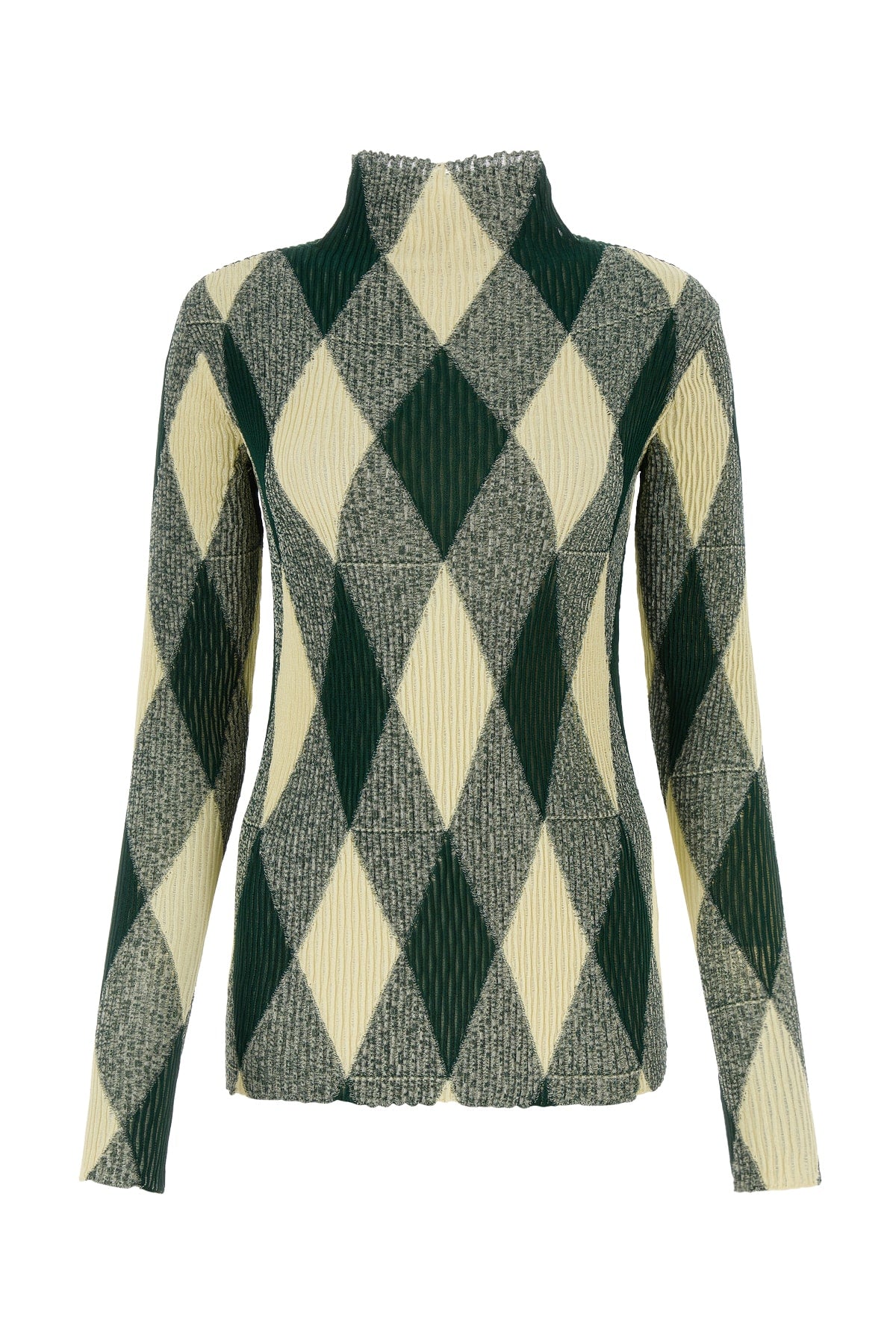 Argyle Cotton-Silk Sweater — Green