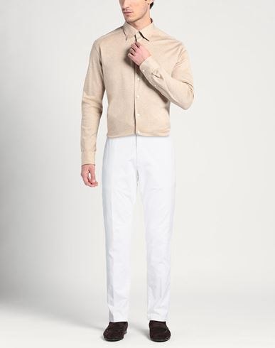 Man Pants White Size 42 Cotton, Elastane