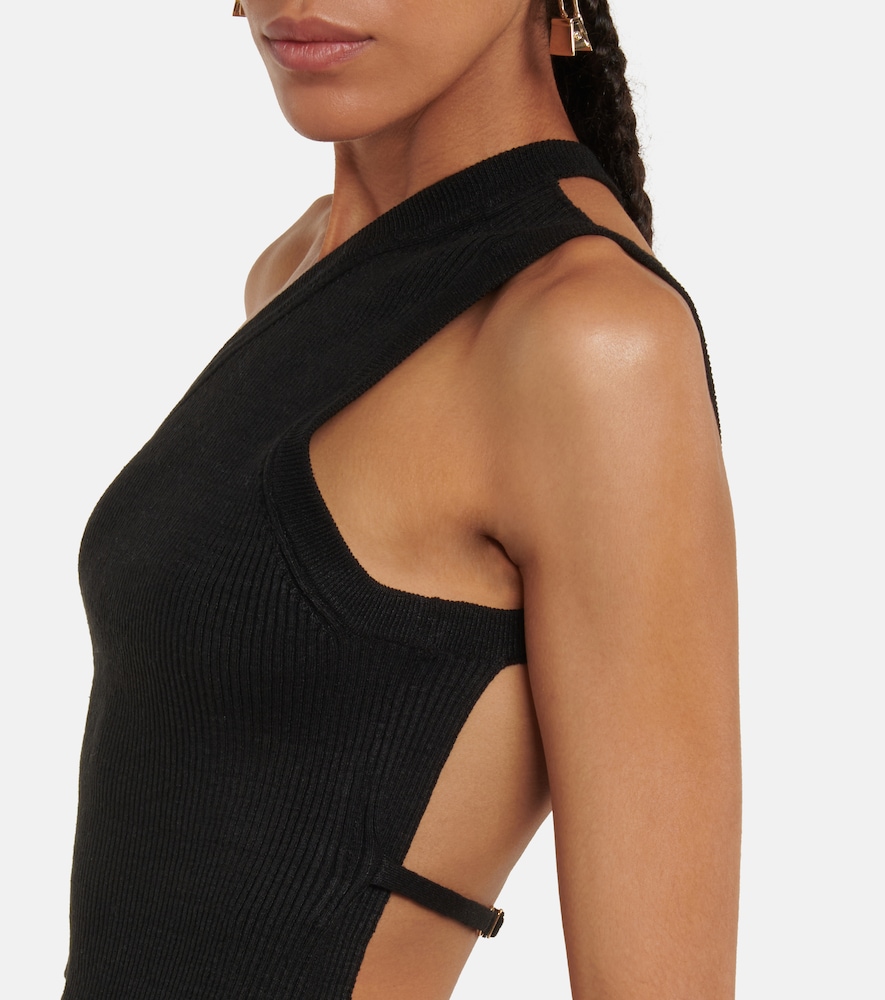 La Maille Ascu cropped linen-blend top