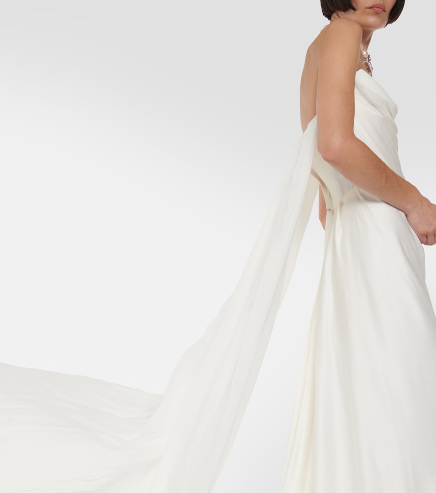 Bridal Galaxy Cape crêpe satin gown
