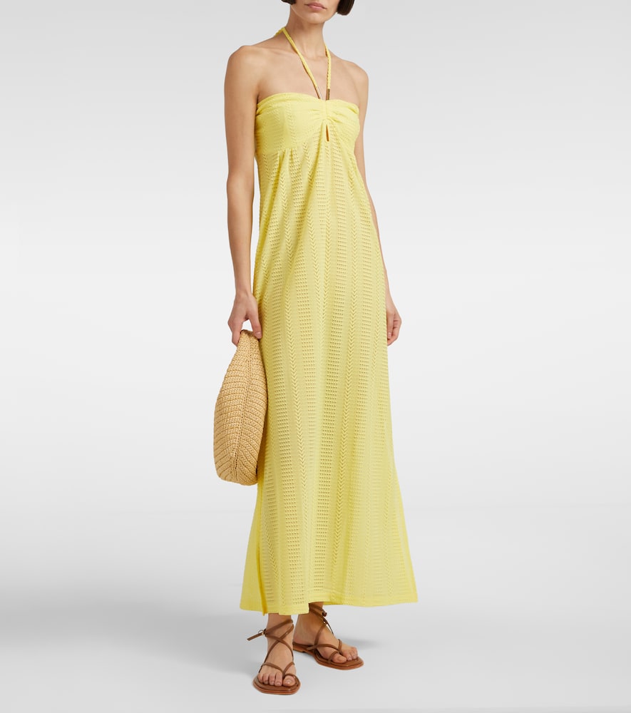 Mila semi-sheer halterneck maxi dress