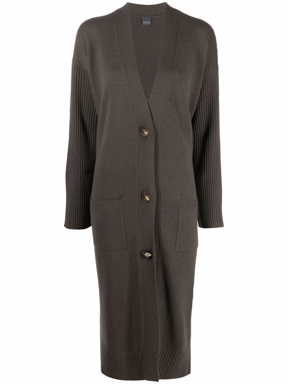 Ribbed-sleeve cashmere cardi-coat - 0657 GREEN