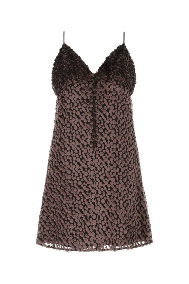 Two-tone Velvet Mini Dress