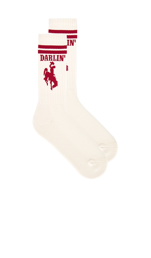 Darlin Roundup Sock in Ivory & Red.  a
