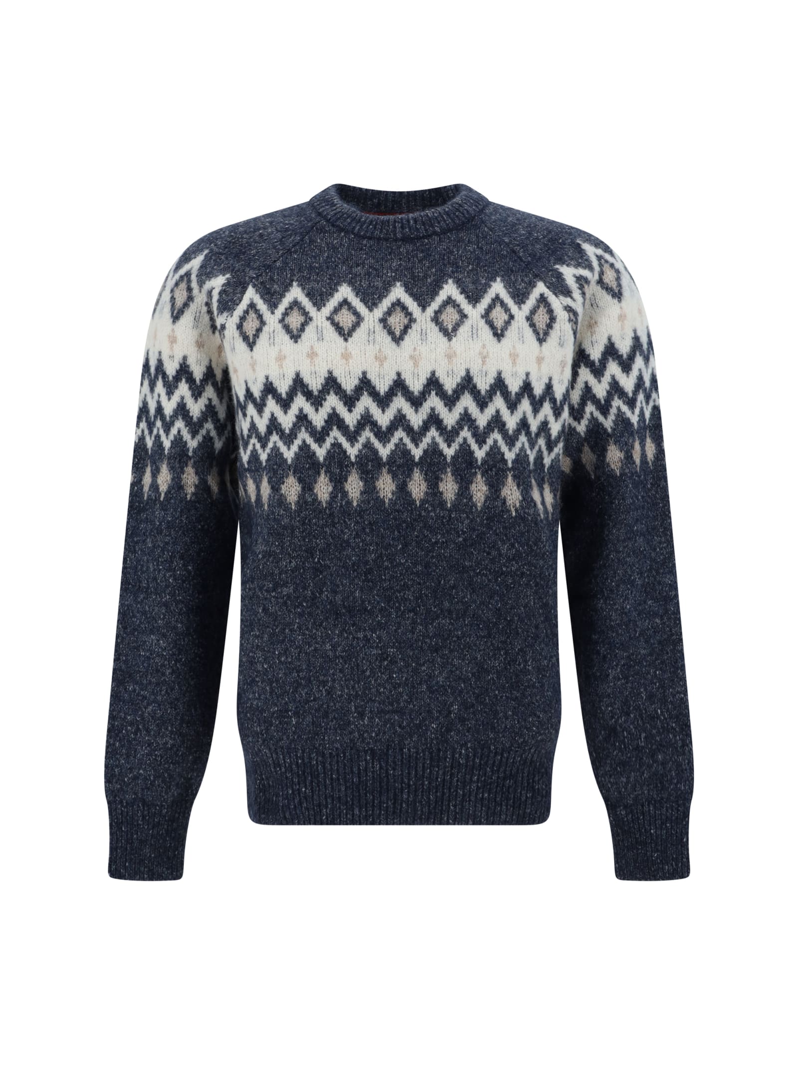 Argyle check crew neck jumper - Blue
