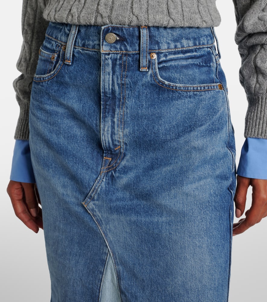 Deconstructed denim midi skirt
