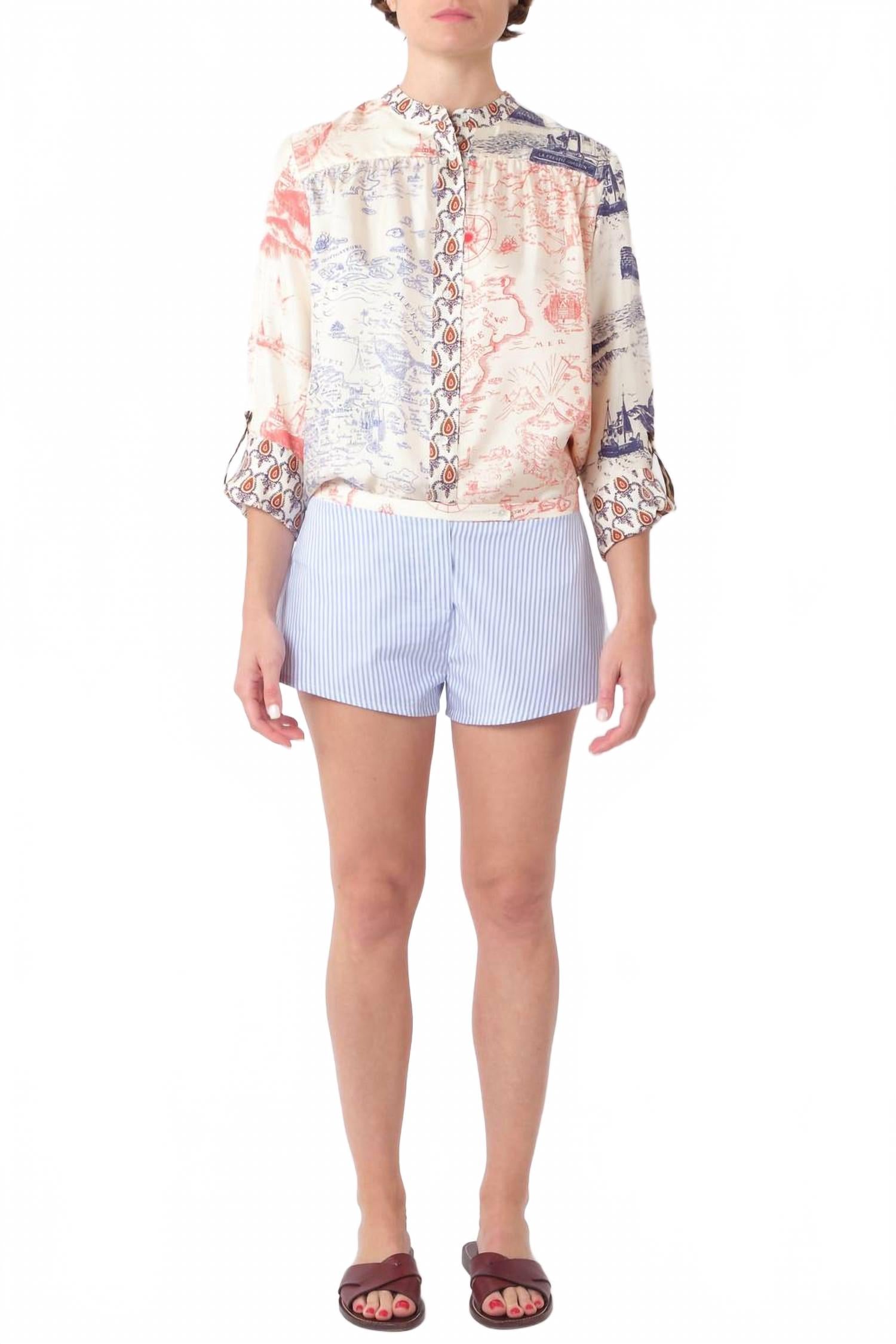 Boop Pinstriped Cotton Shorts In Mix Raye Hom