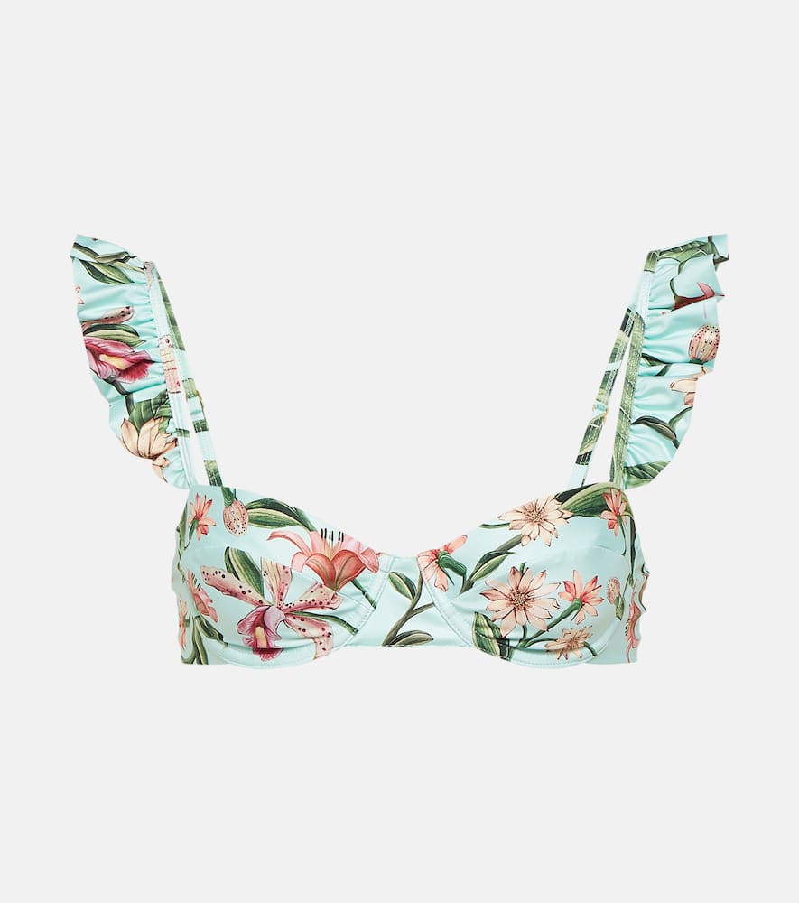 Kiwi floral ruffled bikini top