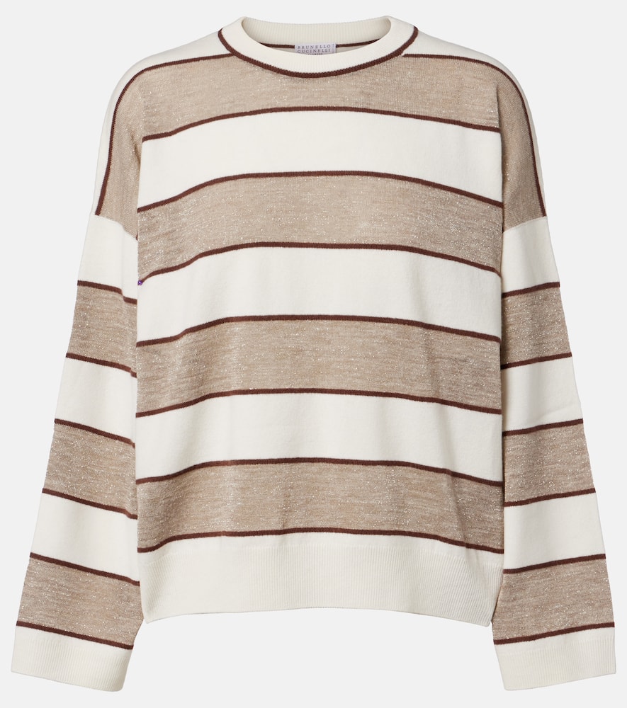 Striped wool, cashmere, and silk sweater