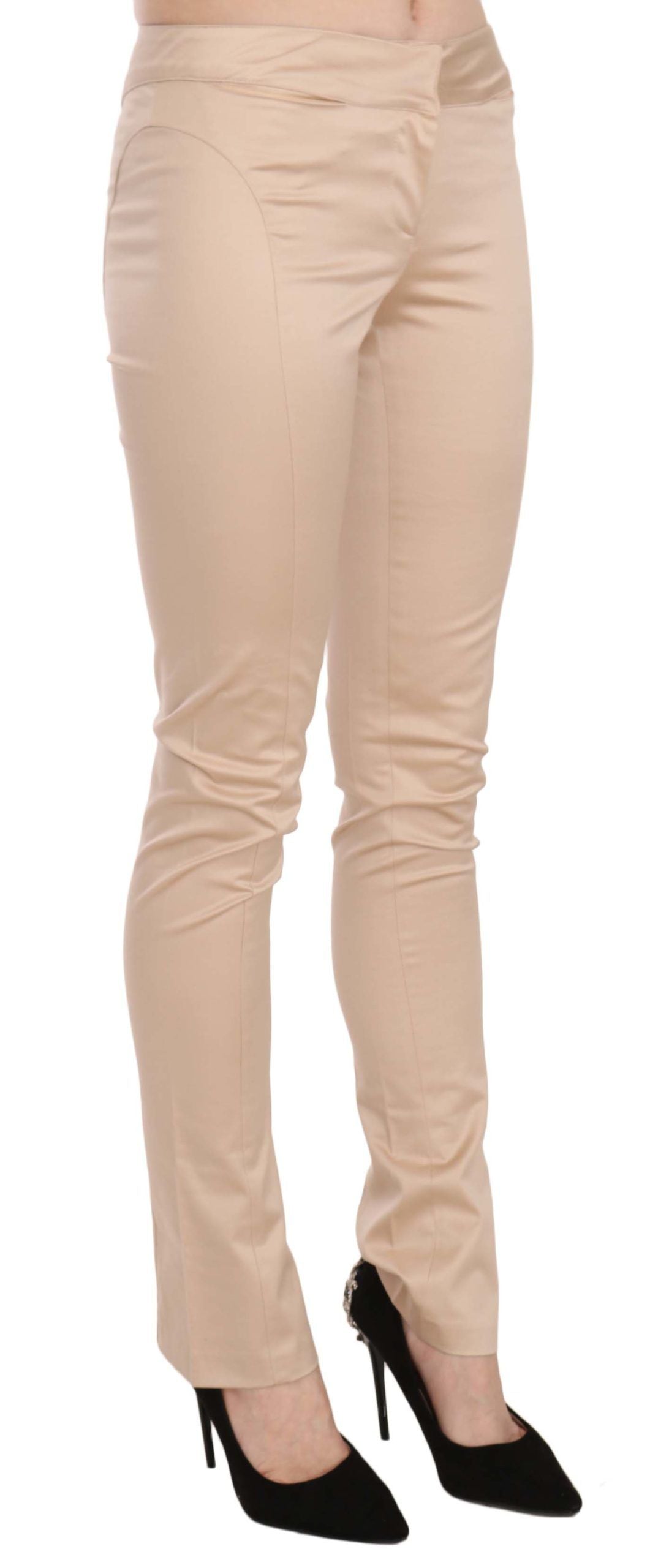 Low Waist Skinny Trousers — Cream