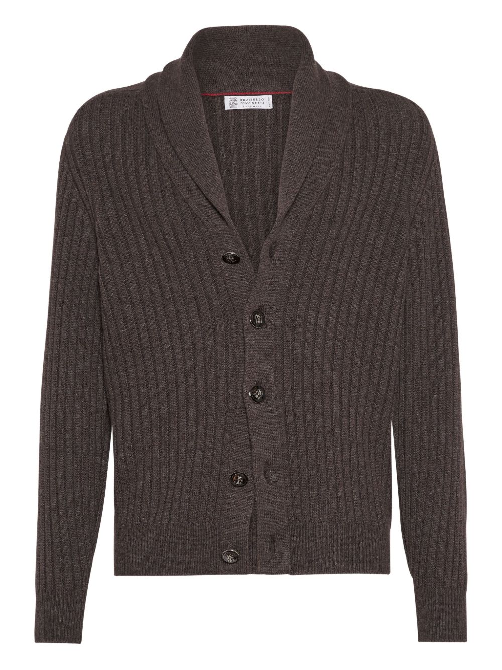 Ribbed button-up cardigan - Brown