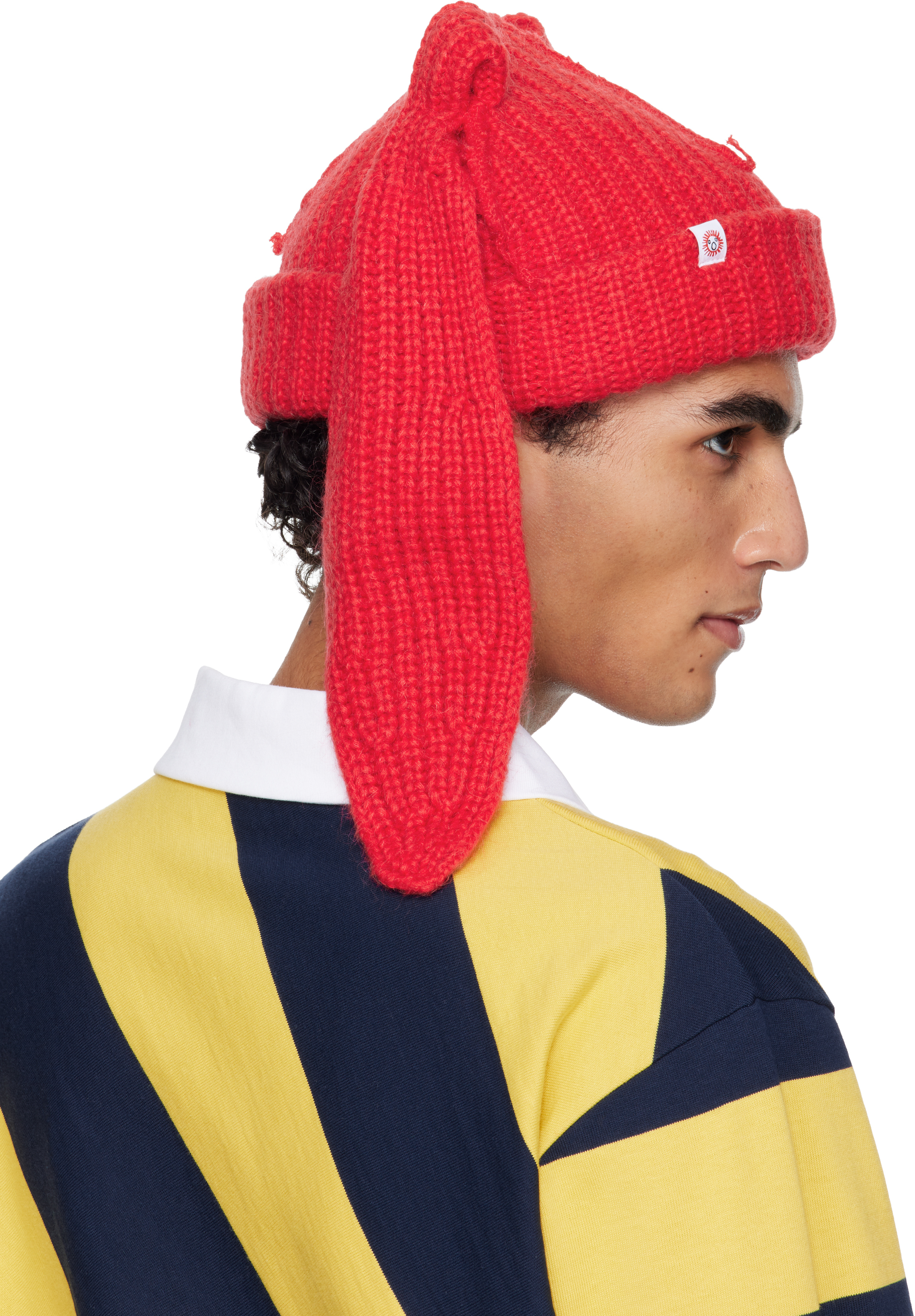 Red Mohair Chunky Rabbit Beanie