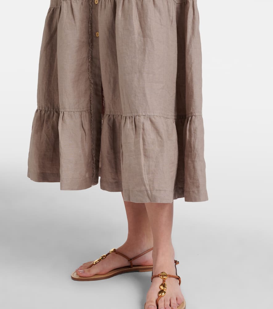 Zakynthos tiered linen midi dress