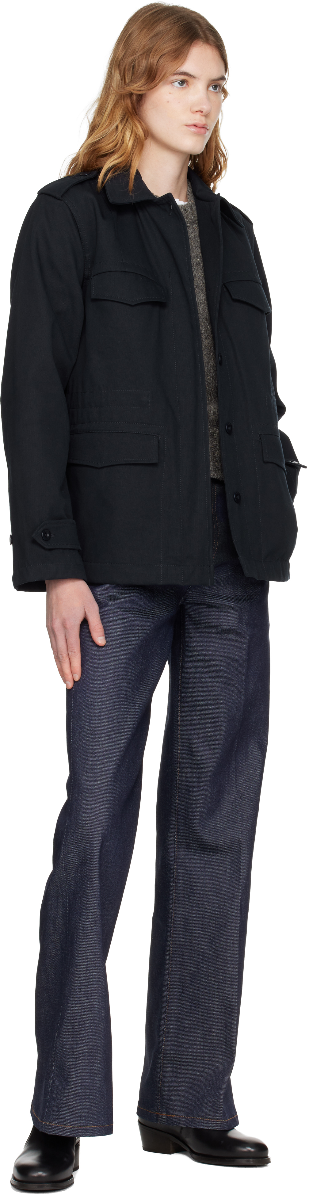 Navy Belted Jacket