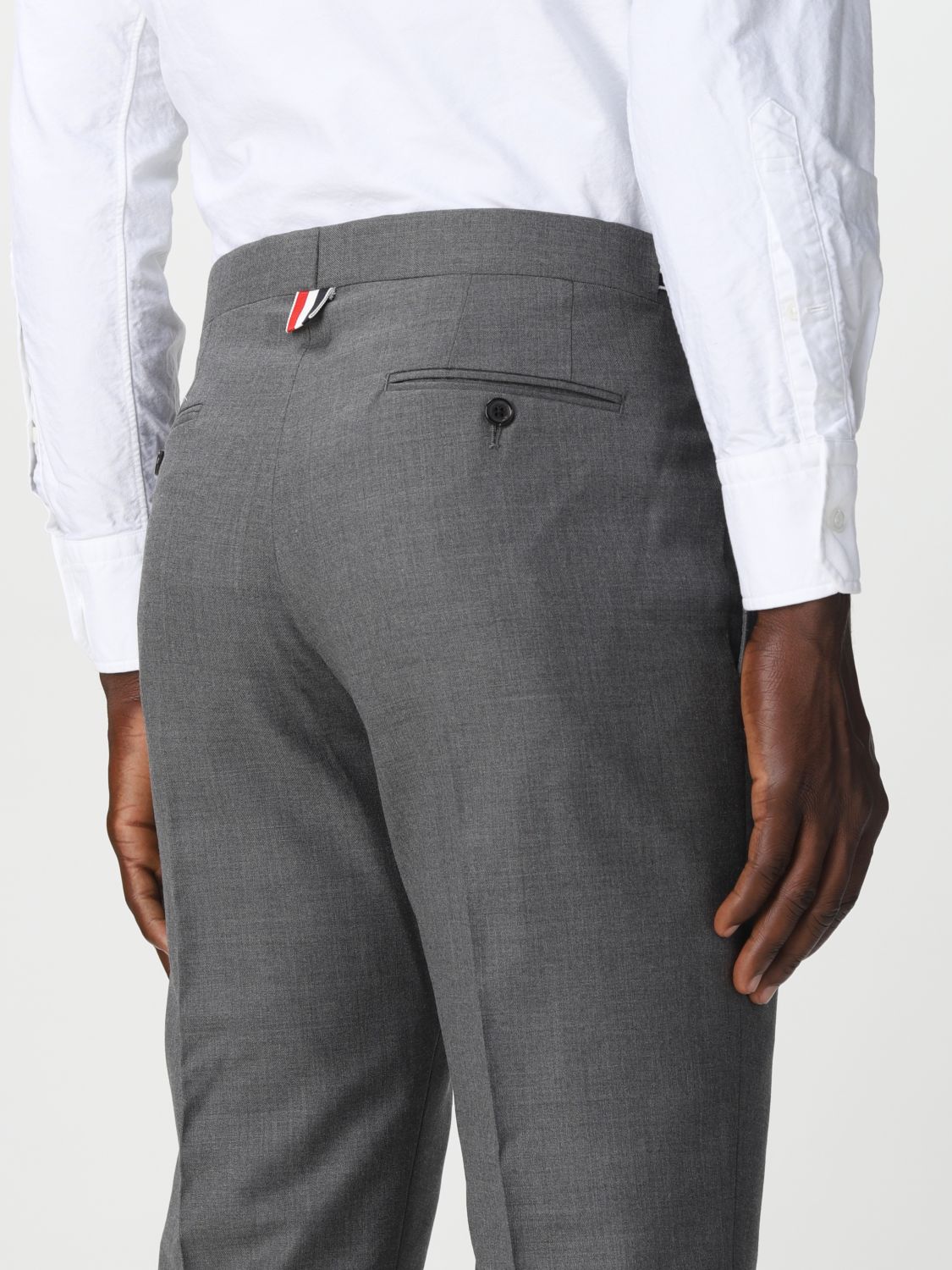 Skinny trousers with side tab in Super 120's twill