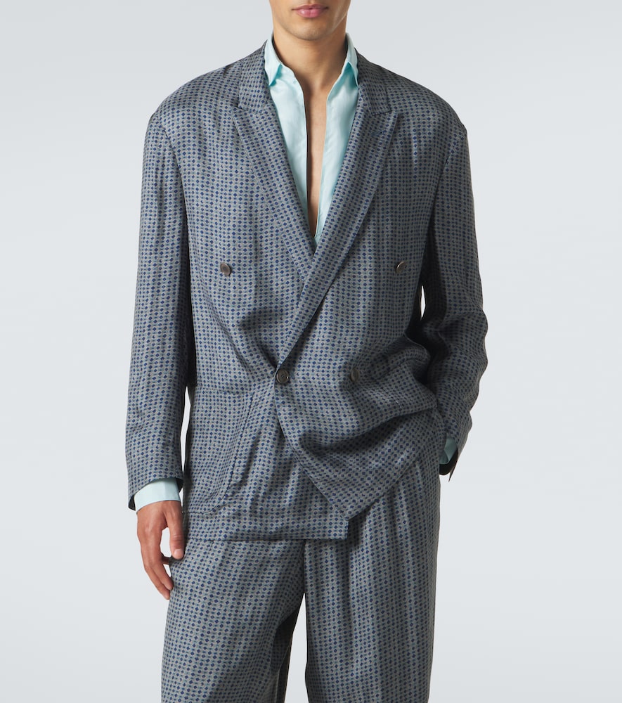 Printed double-breasted blazer