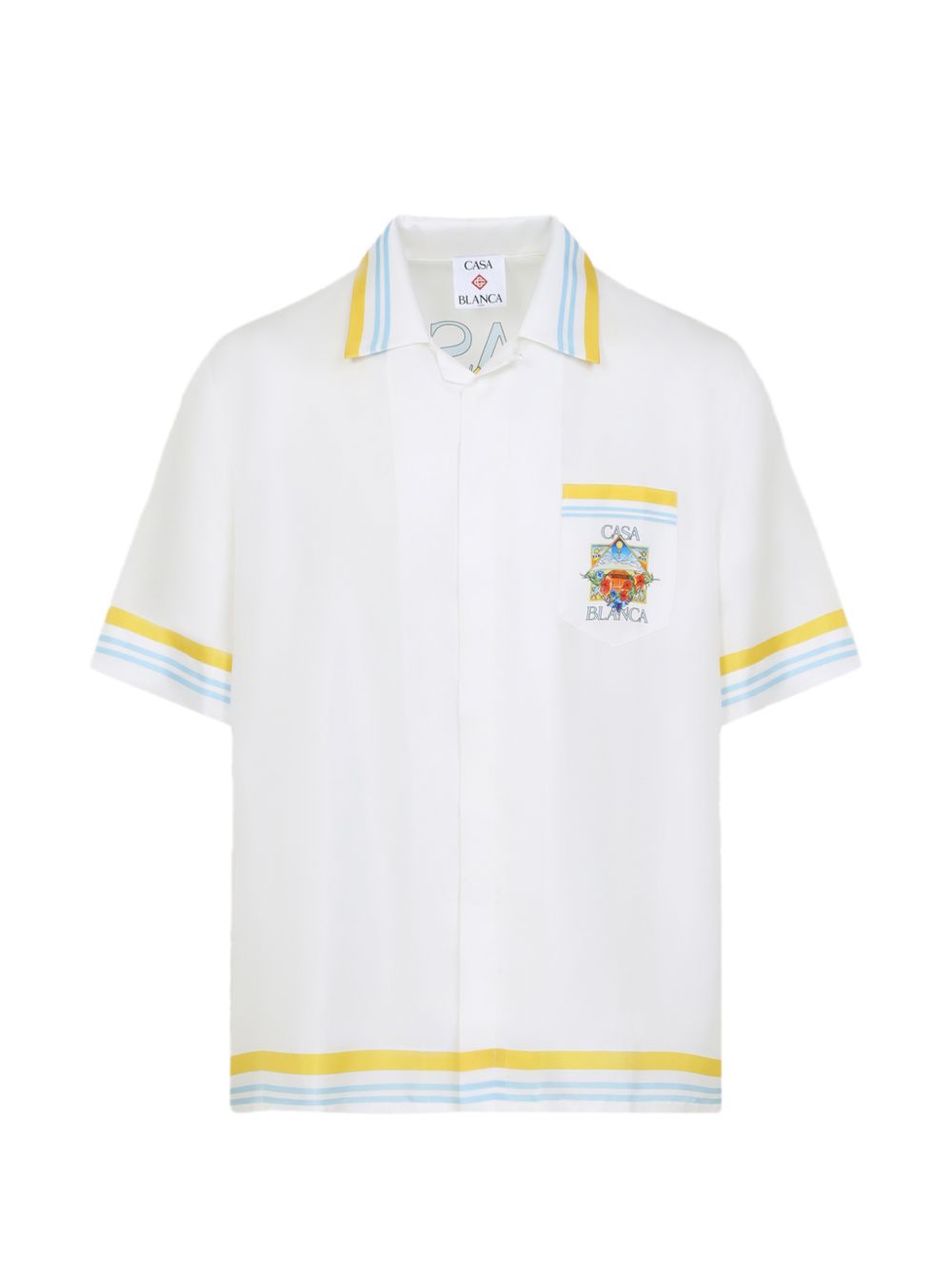 'Flower Court Icon' Print Silk Twill Shirt