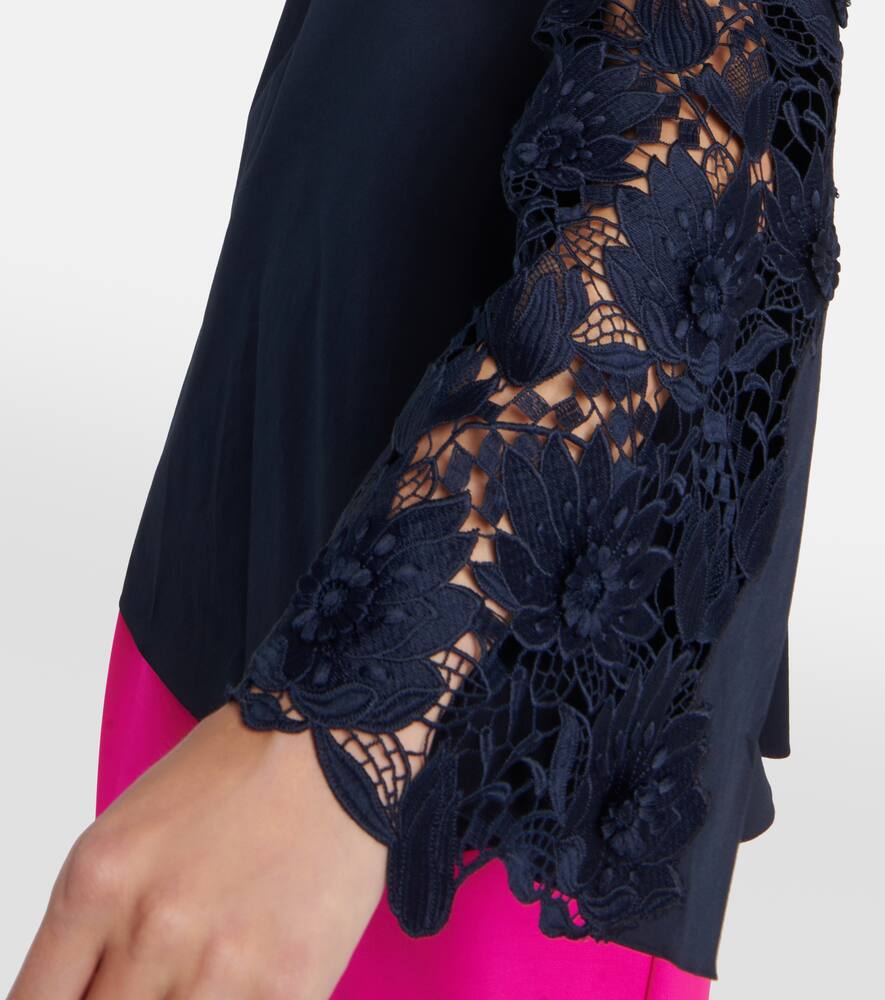 Lace-detail cotton blouse