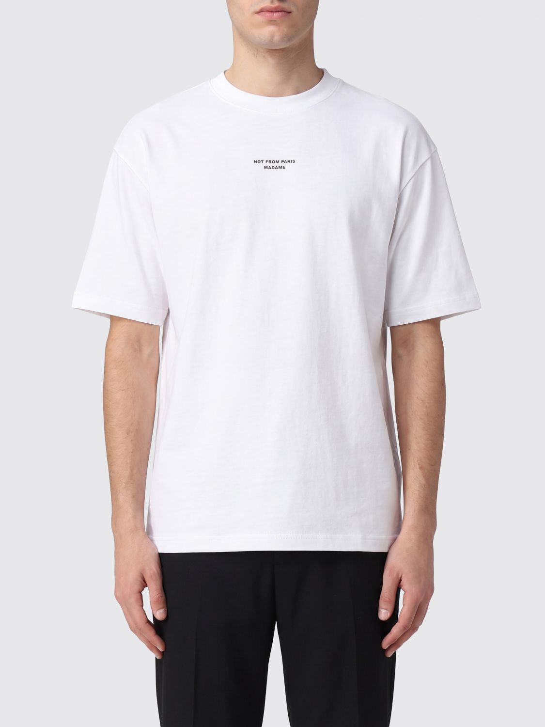 Cotton T-shirt with Contrasting Logo and Dropped Shoulders