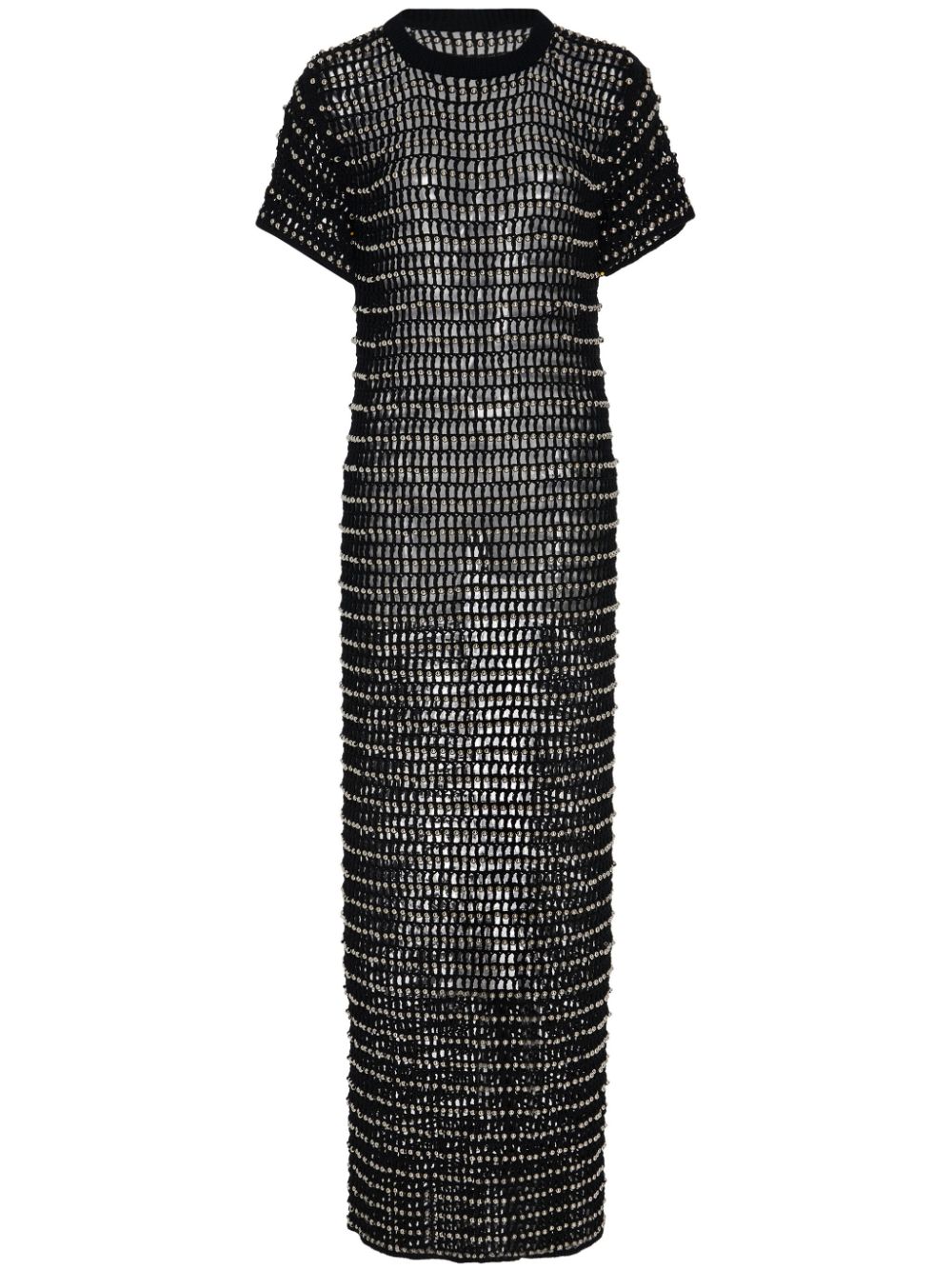 Beaded crochet maxi dress - Black