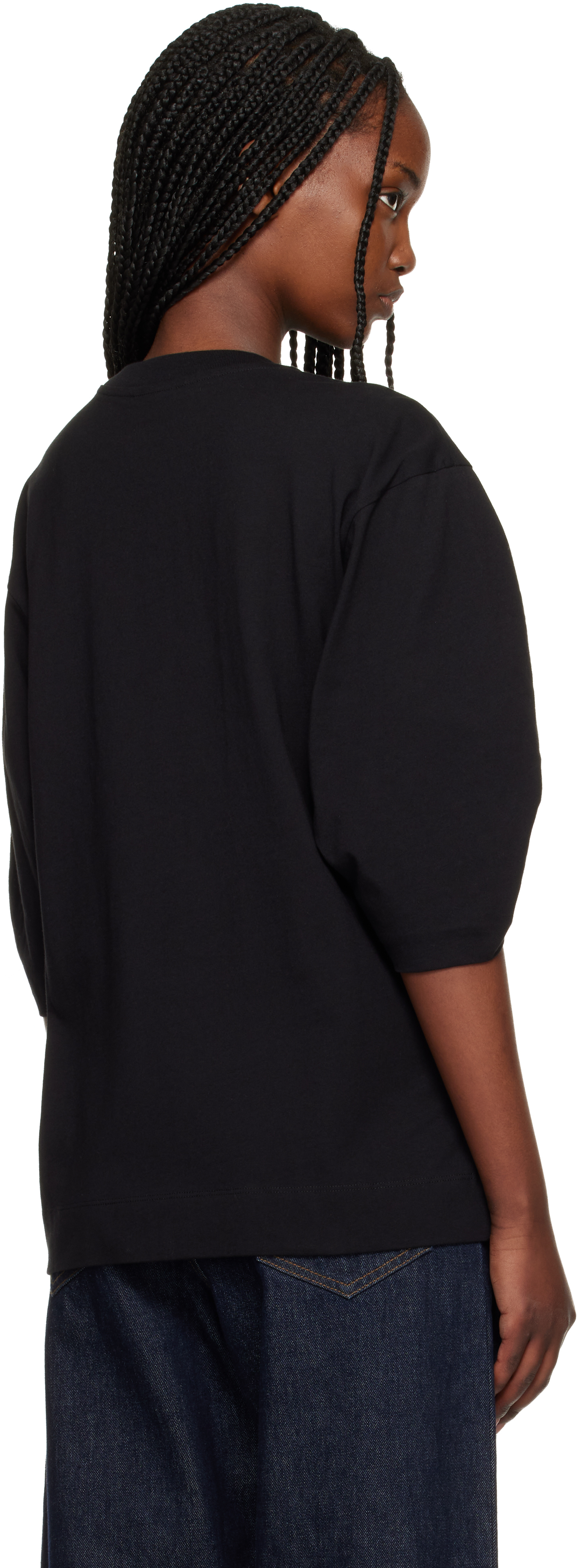 Black Pleated Sleeve T-shirt