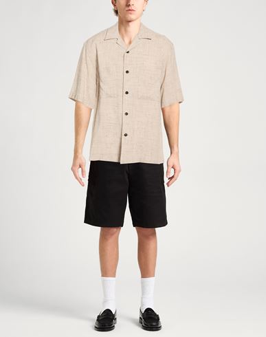 Man Shirt Beige Size 36 Viscose