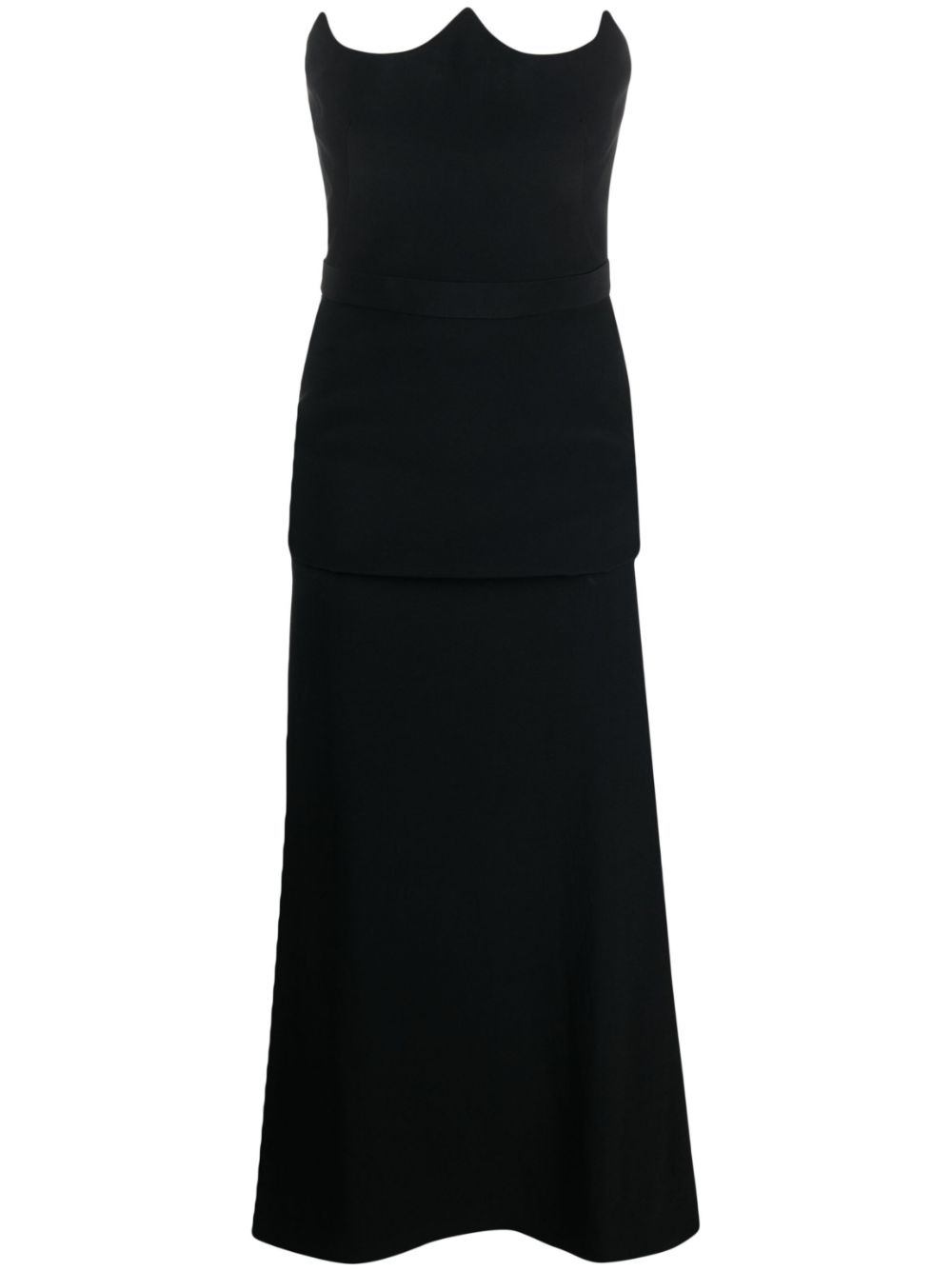 Peaked-bust strapless maxi dress - Red