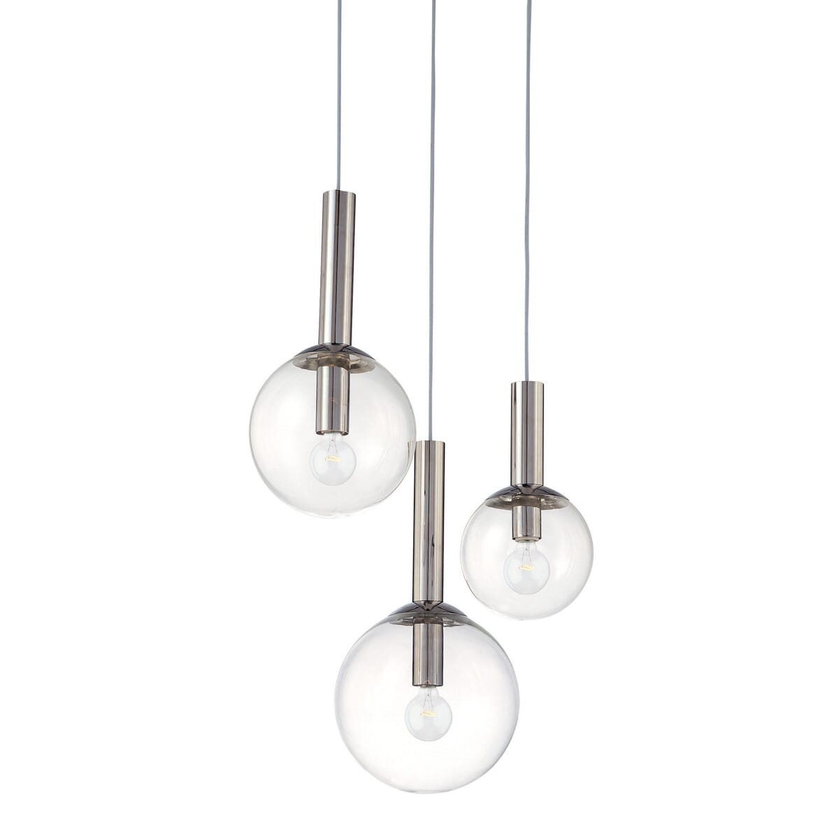 Bubbles 3-Light 17" Pendant in Nickel Finish