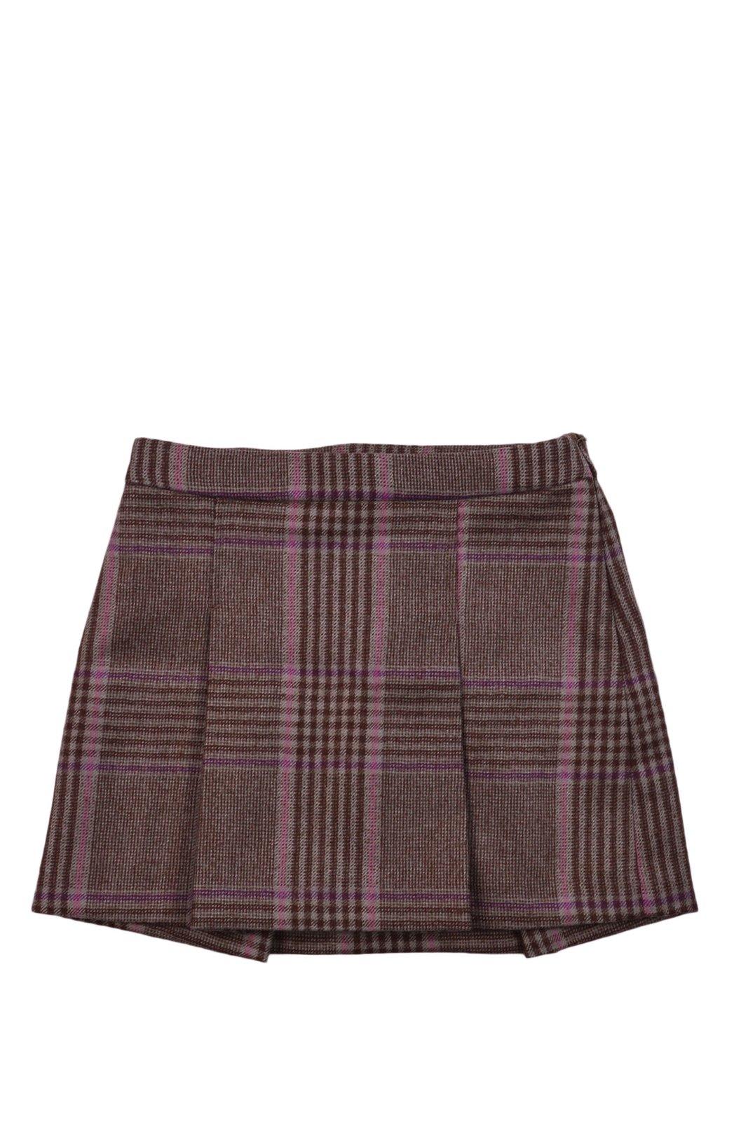 Tutti check-print pleated skirt - Brown