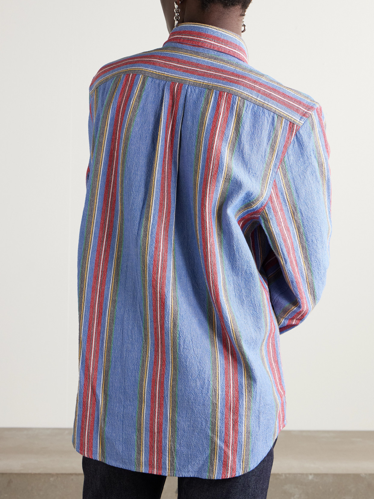 Striped Cotton Oxford Shirt - Blue