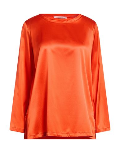 Malìparmi Woman Top Orange Size 8 Silk, Elastane