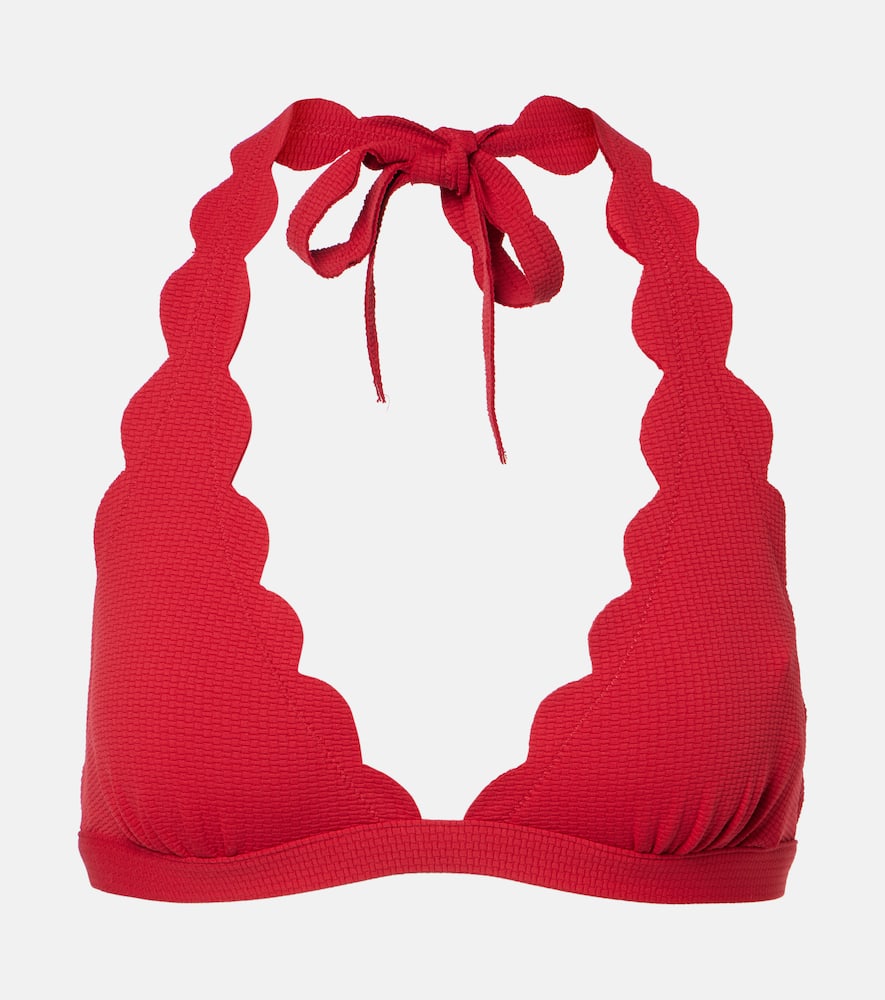 Spring scalloped halterneck bikini top