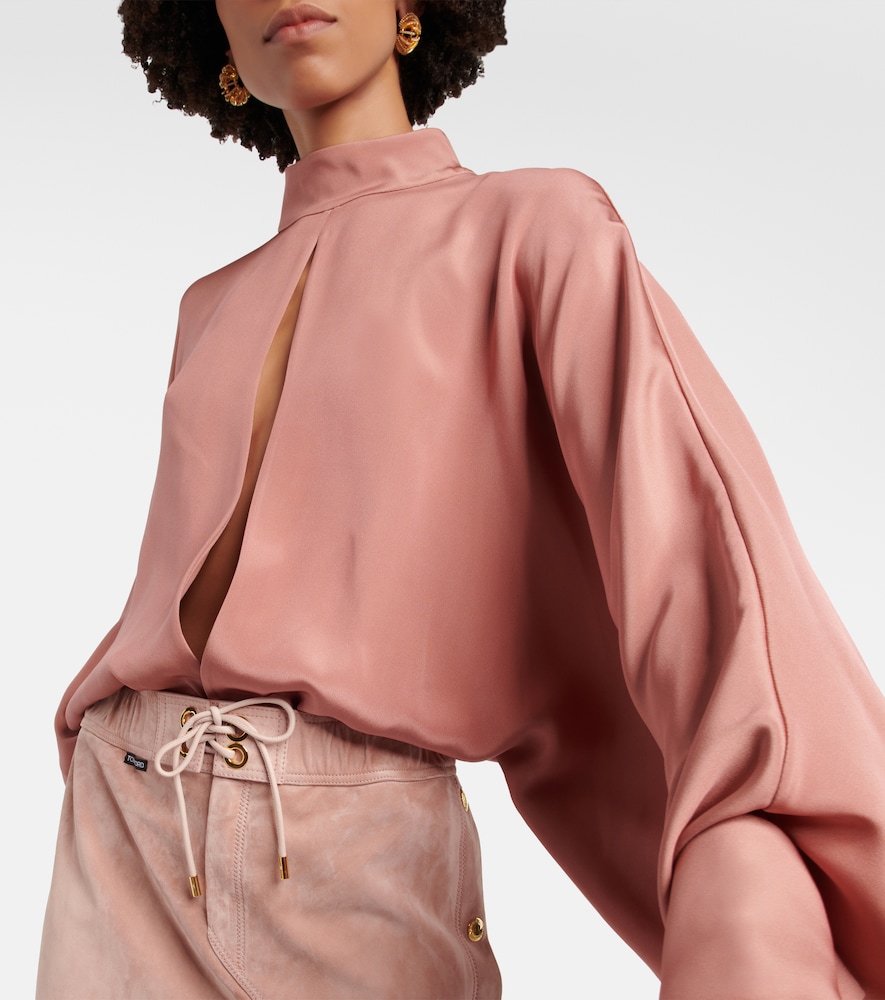 Cutout silk crêpe bodysuit
