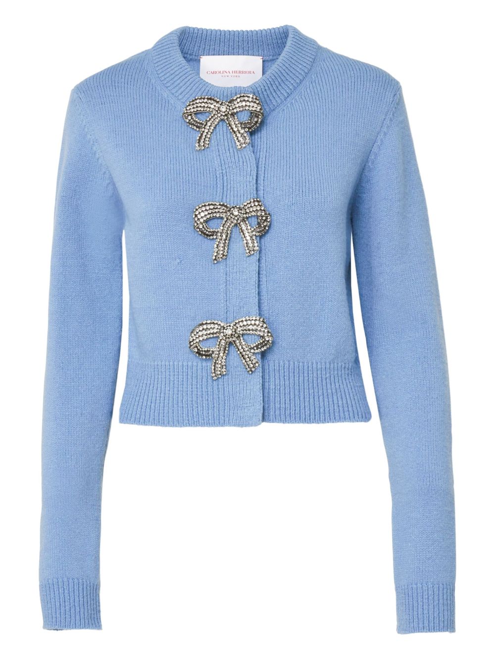 Crystal-bow cardigan - Blue