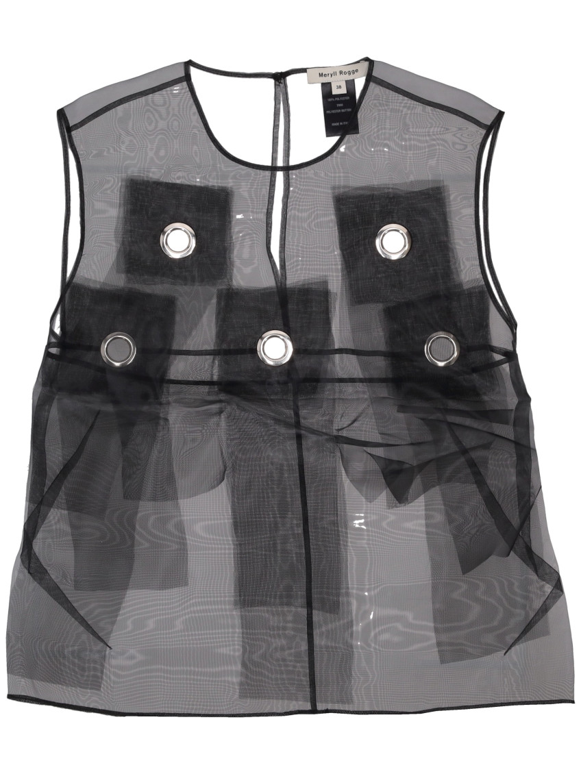 Black Eyelets Fringes Top