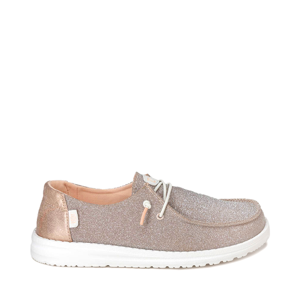 Womens HEYDUDE Wendy Metallic Sparkle Slip-On Casual Shoe - Rose Gold
