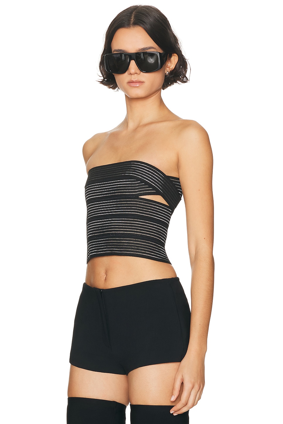HAELO Elastic Brace Corset Top in Black - Black. L also in XS, XXS, S