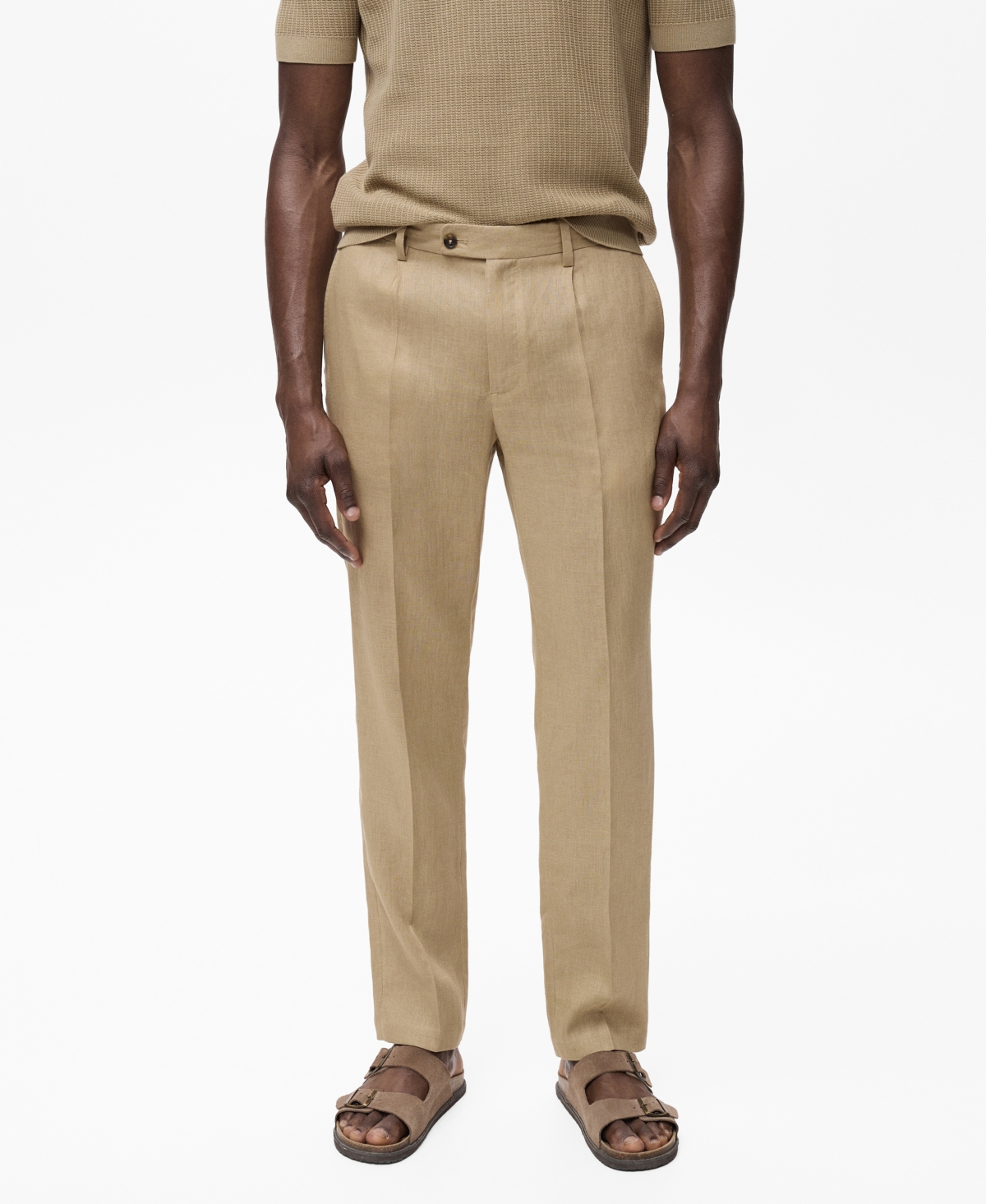 Men's Slim-Fit Linen Pants - Beige