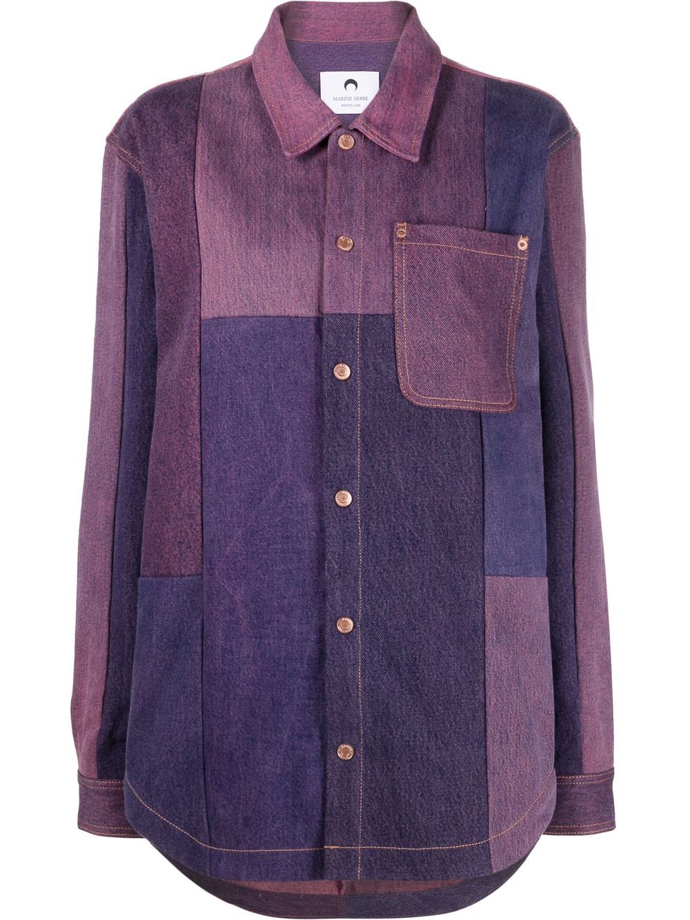 Patchwork logo-print shirt - Pink
