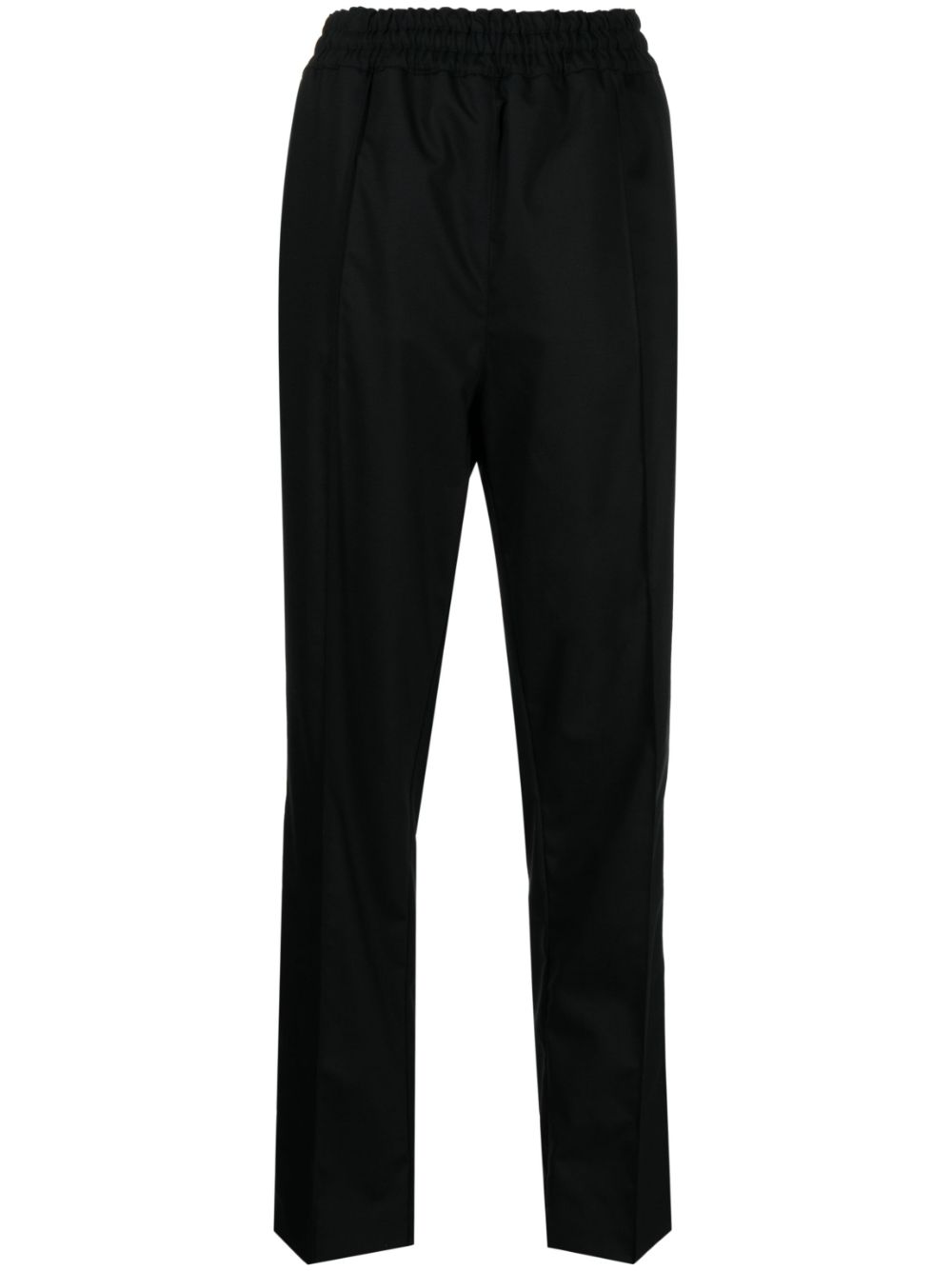 Elastic-waist wool trousers - Black
