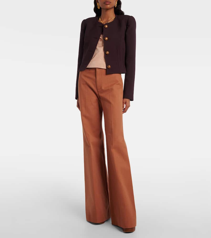 Chloé Gathered ruffled taffeta crop top