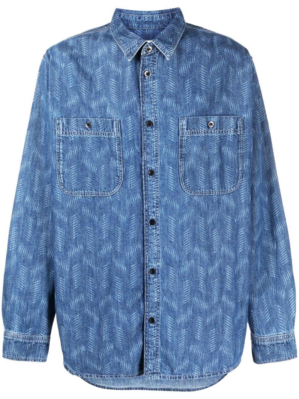 Bhelyn geometric-print denim shirt - Blue
