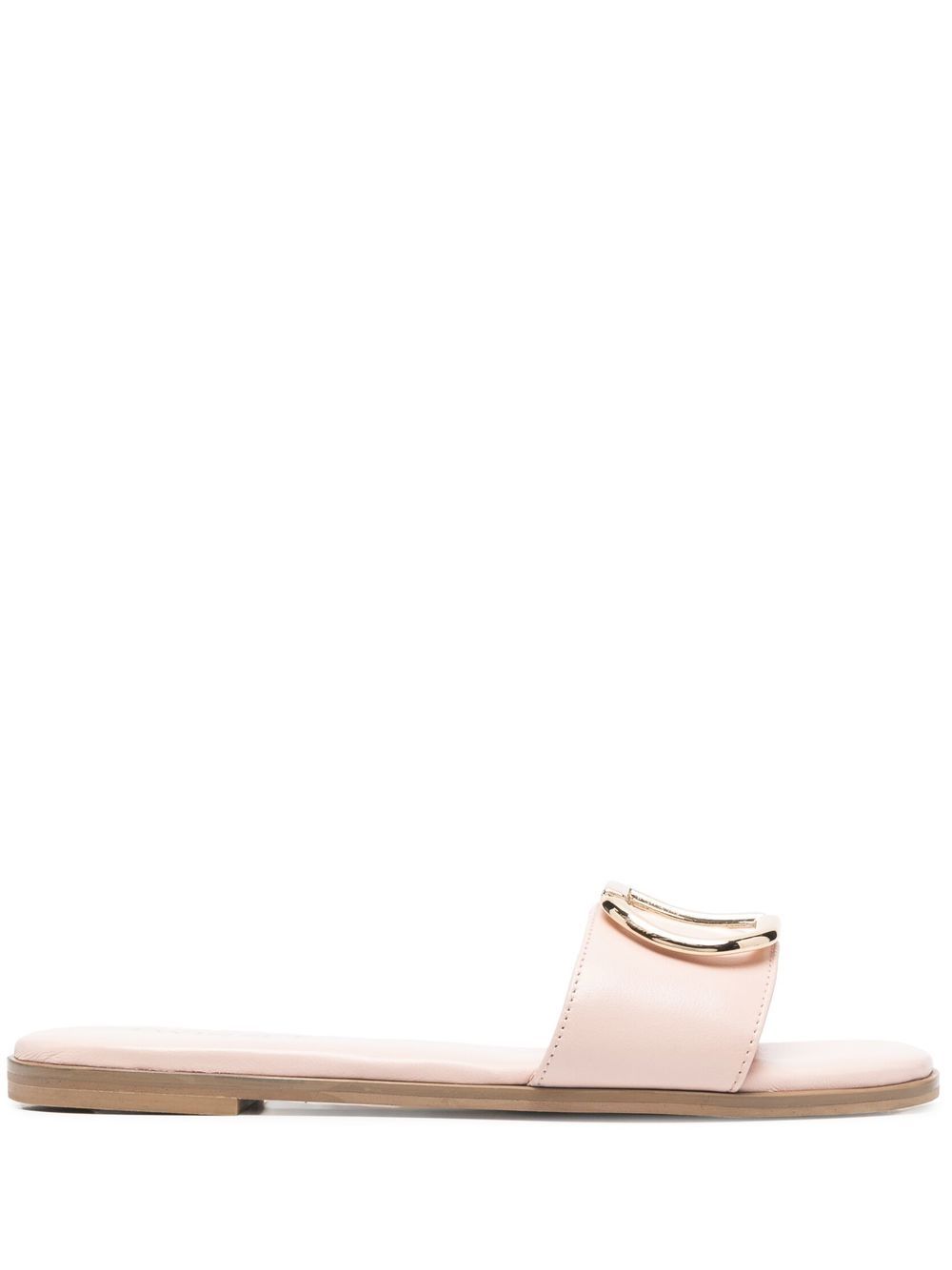 Logo plaque square-toe slides - Pink