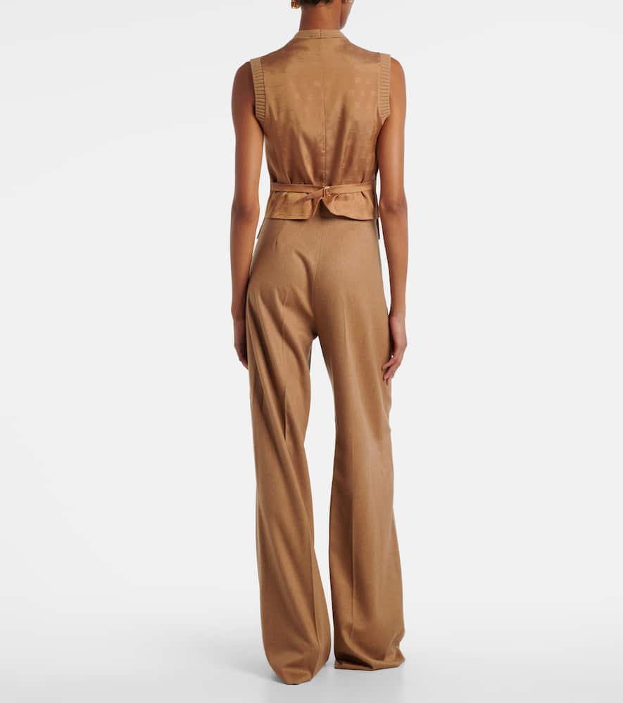Madre paneled wool-blend and satin vest
