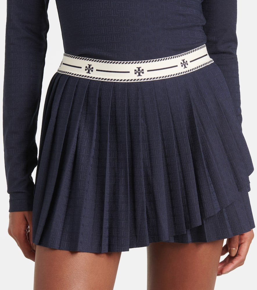 Pleated jacquard miniskirt