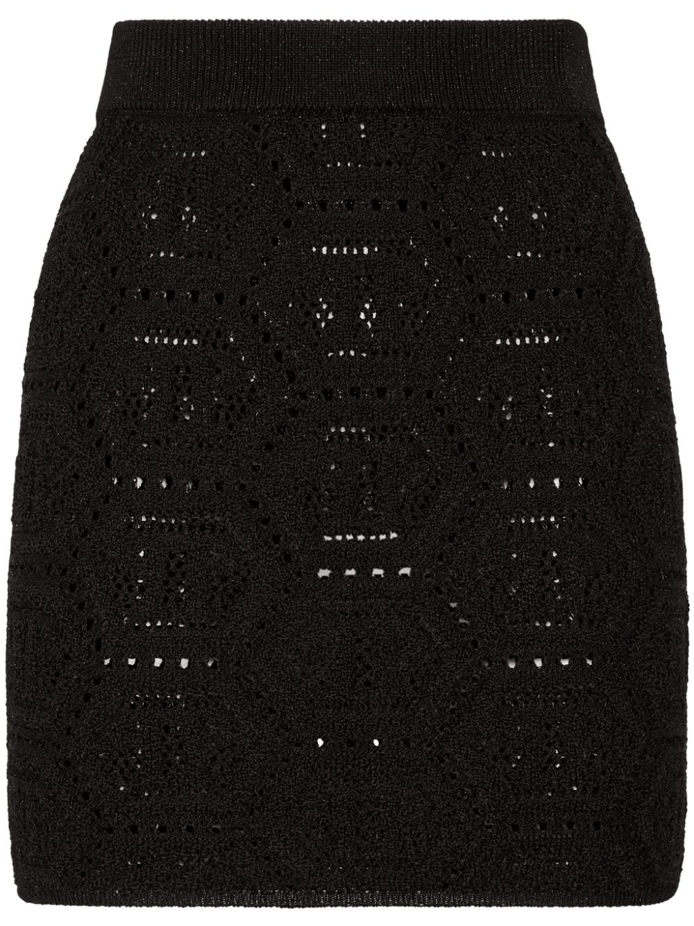 Monogram-pattern knitted miniskirt - Black