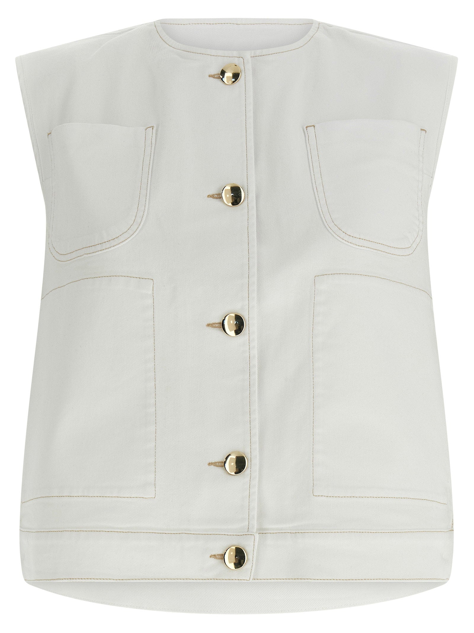 Denim And Knit Vest