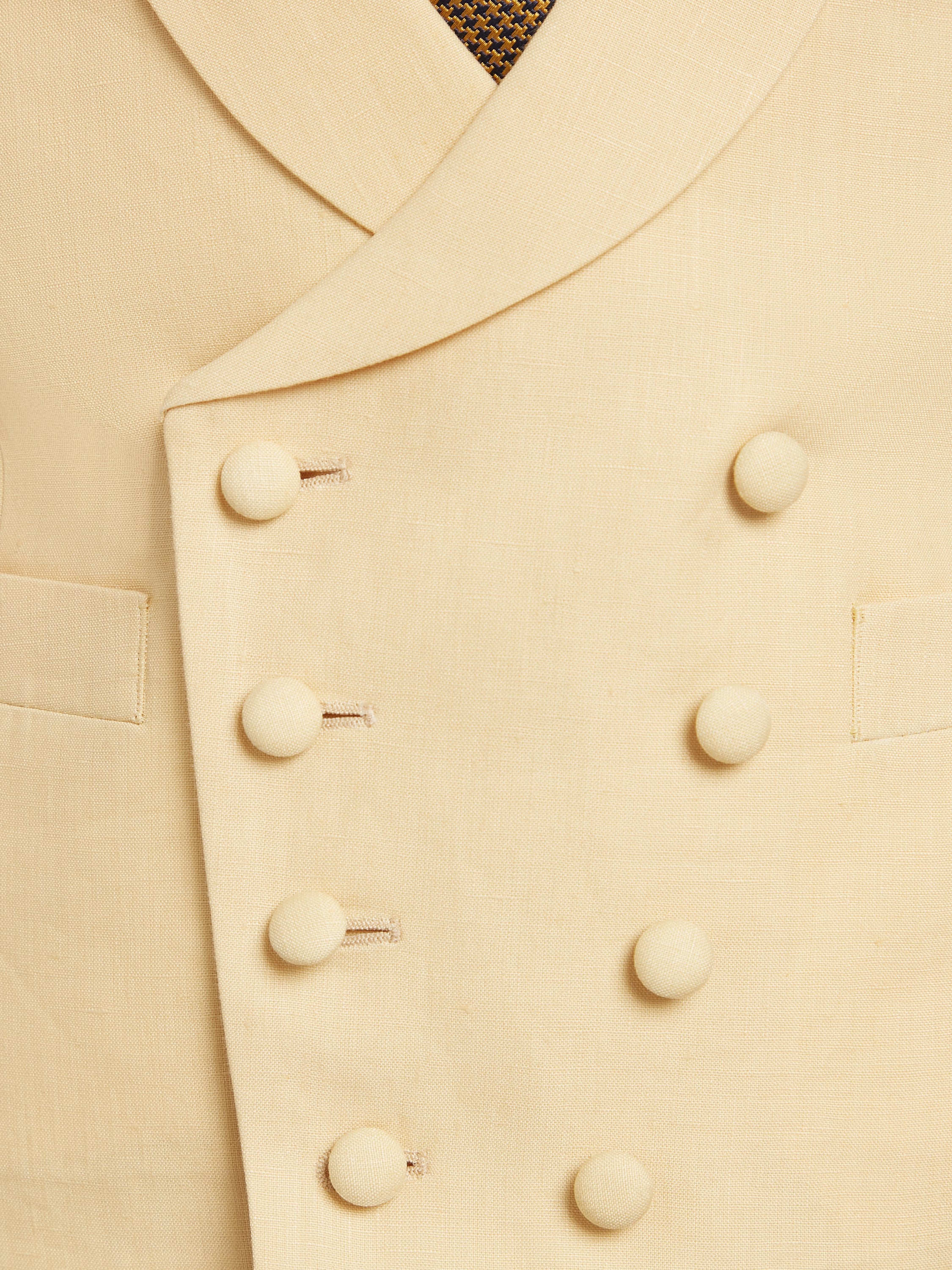 Double Breasted Linen Waistcoat - Yellow