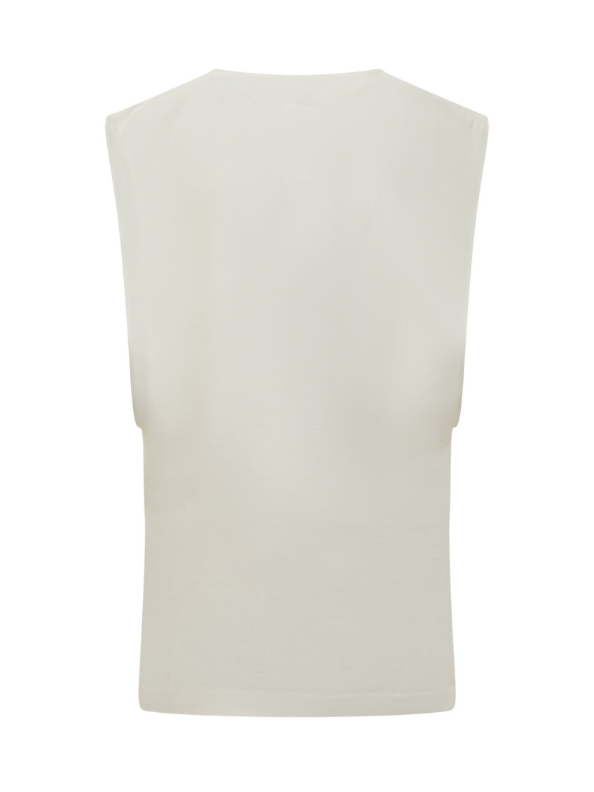 White Solid Round Neck Top